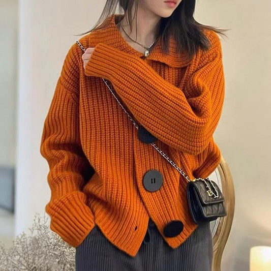 Julia - Chic Plain Collared Long Sleeve Sweater